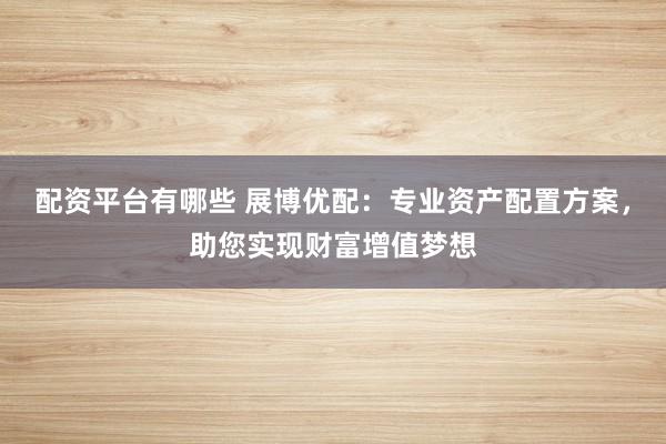 配资平台有哪些 展博优配：专业资产配置方案，助您实现财富增值梦想